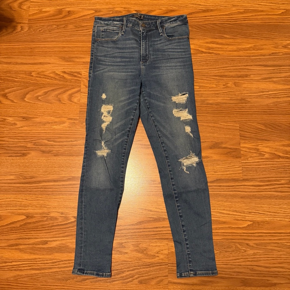 Abercrombie & Fitch Dark Blue Distressed Skinny Jeans